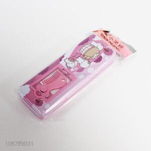 New design girls favor cartoon pencil box with mirror and comb