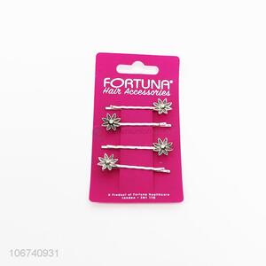 China supplier 4pcs fancy flower bobby pin alloy hairpin