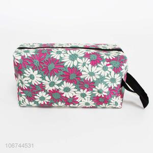 Wholesale cute daisy printed cosmetic bag makeup bag