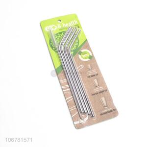 Low price 5pcs eco-friendly and healthy stainless steel straw with brush