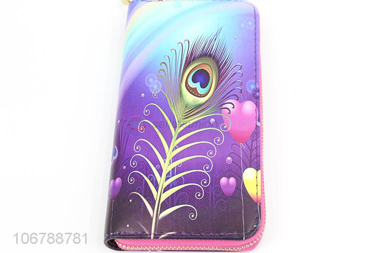 Fashion Printing Leather Purse With Zipper For Women