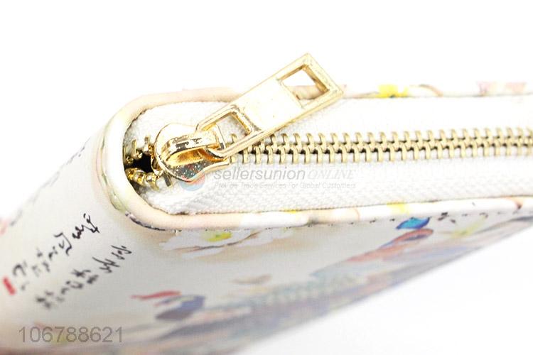 Wholesale Ladies Long Wallet PU Leather Purse With Zipper