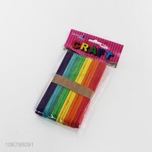 Promotional 50pcs colorful crafting wooden popsicle sticks
