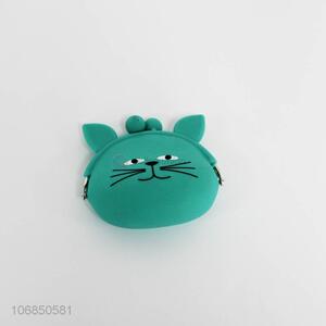 Wholesale newest cartoon cat shape silicone coin bag coin wallet