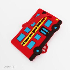Wholesale cute cartoon bus shape pvc luggage tag