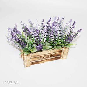 New purple lavender artificial flower simulation decoration wooden pot