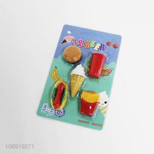 Wholesale 5 Pieces Food Shape Eraser Set