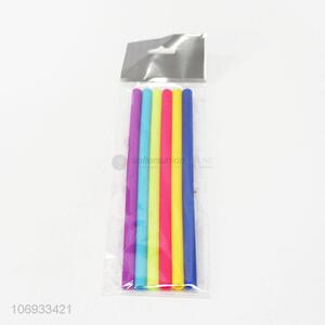 Hot Selling 6 Pieces Colorful Silicone Straw Set
