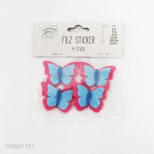 Newest 4 Pieces Butterfly Shape Decorative Felt Sticker