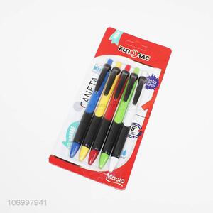 Low price 5pcs plastic ball-point pens school stationery