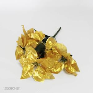 Unique design golden artificial Christmas flower poinsettia flowers