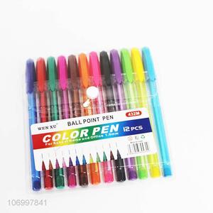 Custom school stationery 12 colors plastic ball-point pen