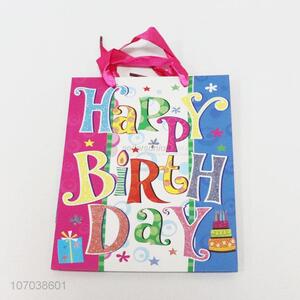 Wholesale custom printed gift happy birthday paper bag with handle