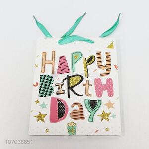 Wholesale happy birthday gift packing kraft paper bag shopping bags