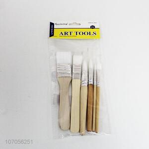 Hot selling natural color wooden handle paint brush set
