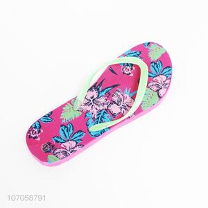 Wholesale exquisite flower printed women flip flops slippers