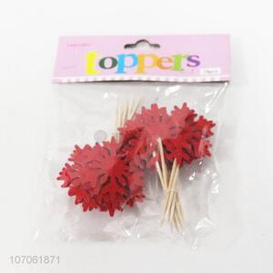 Wholesale 24 Pieces Red Snowflake Shape Cake Topper