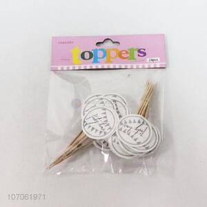 Best Selling 24 Pieces Wooden Stick Cake Topper