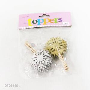 Hot Selling 24 Pieces Snowflake Shape Cake Topper