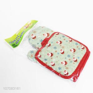 Best selling Christmas microwave oven mitt and pot holder set