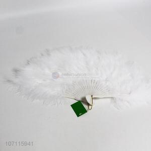 Factory price popular costume carnival white feather hand fan