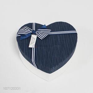 High Sales Heart Shaped Blue Paper Gift Box with Bow Decoration