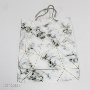 Best price creative marble geometric pattern paper gift bag with handles