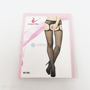 Factory sell womens black stockings transparent long knee high socks