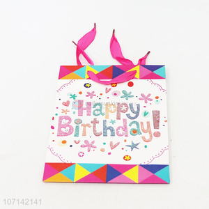 Best selling happy birthday glitter gift bag folding packing bag