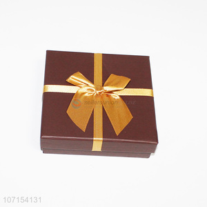 Wholesale popular square  paper gift box chocolate box with ribbon