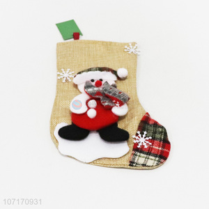 OEM decorative cartoon snowman design Christmas stocking candy bag