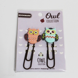 Wholesale school stationery 2 pieces animal design soft pvc bookmarks paper clips