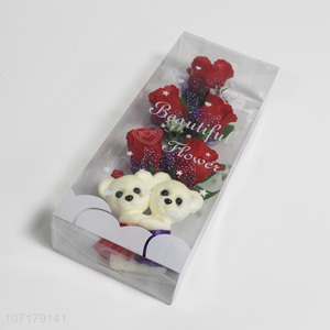 Custom Cute Bear With Artificial Flower Gift Set
