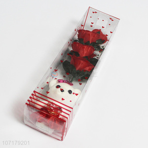 Custom Artificial Flower Cute Bear Valentines Gifts Set
