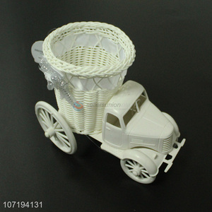 Creative Gift White Truck Design Flower Basket for Decoration