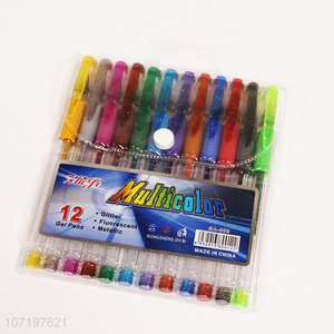 Good Quality 12 Pieces Multicolor Glitter Gel Pen Set