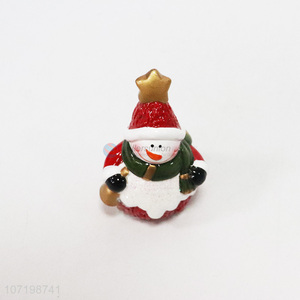 OEM home table <em>decoration</em> ceramic Christmas snowman figurines ceramic <em>crafts</em>