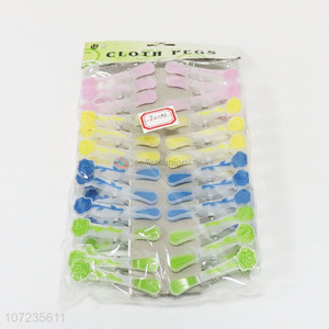 Factory wholesale 24pcs plastic clothes hanging pegs clothespins