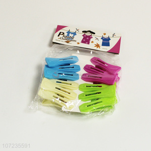 Factory price 12pcs multicolor plastic clothes pegs clothespin