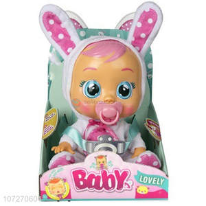 Promotional products 14 inch vinyl pacifier baby doll crying baby <em>dolls</em> with found sound