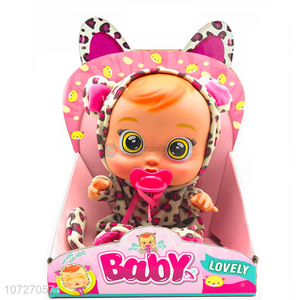 Professional supplier 14 inch vinyl pacifier baby doll crying baby <em>dolls</em> with found sound