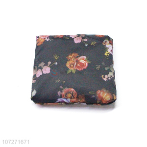 Hot selling reusable flower printed shopping bags folding square handbag