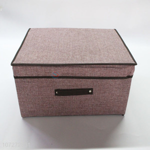 Hot products jute cloth storage box folding storage bin with lid