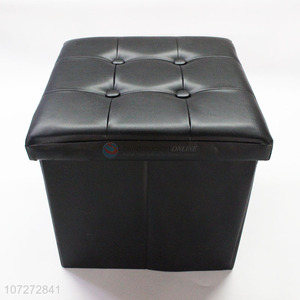 Premium quality foldable faux leather storage stool storage chair