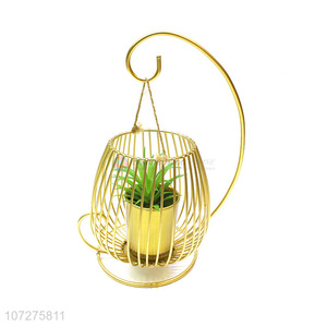 Attractive design gold wedding lantern metal candle holder home decoration