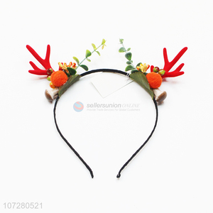 Fashion Christmas Deer Horn Flower Headband Hair Clip For Girls Ladies