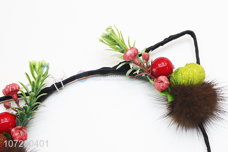 Wholesale Hair Clasp Headwear Party Artificial Flower Cat Ears Hairband