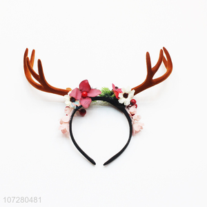 Fashion Festival Fancy Flower Deer Horn Hairbands Christmas Hair Decoration