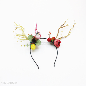 Wholesale  Christmas Decoration Fashion Deer Horn Flower Headband Hair Clasp