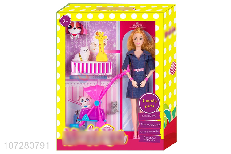 Newest 11 Joints Solid Body Doll With Pet Set Toy